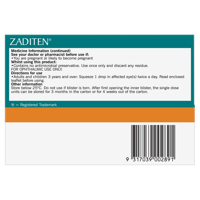 Zaditen Eye Drops 0.025% 20x0.4ml