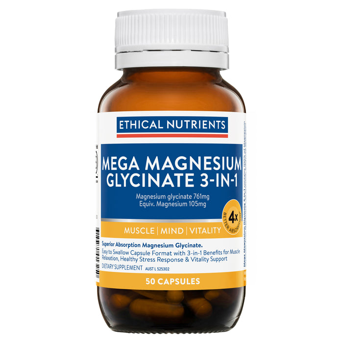 Ethical Nutrients Mega Magnesium Glycinate 3-In-1 50Capsules
