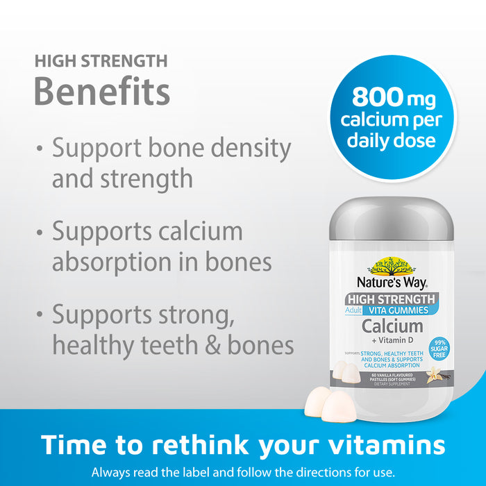 Nature's Way Calcium High Strength Sugar Free 60 Gummies