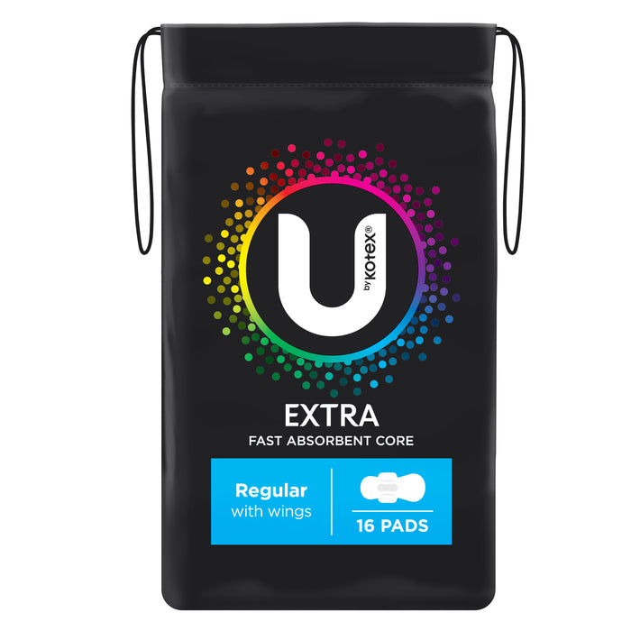 U By Kotex Extra Pads Regular Wings 16.
