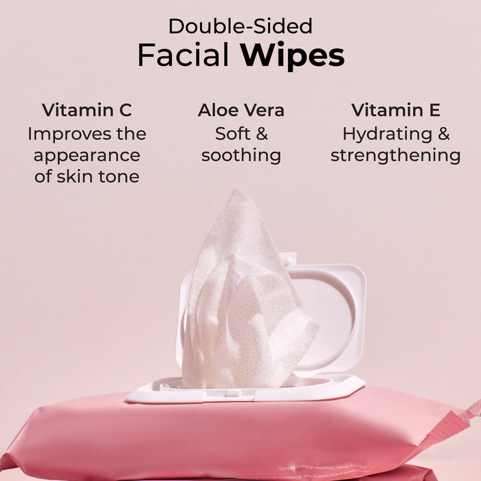 MCo Beauty Double Sided Facial Wipes 25 Pack