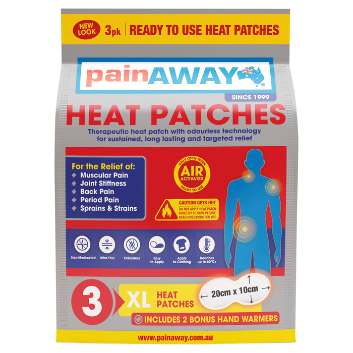 Pain Away Heat Patches XL 3 Pack.