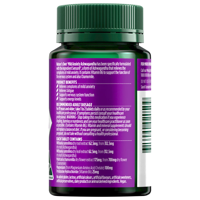 Nature's Own Mild Anxiety Ashwagandha 60 Tablets