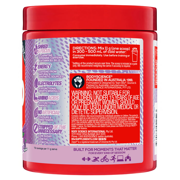 BSc Energy Shred Hydration Zappo Sour Grape Powder 275g