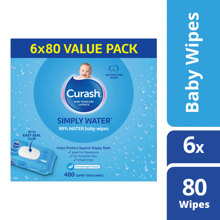 Curash Water Wipes Box 6x80pk