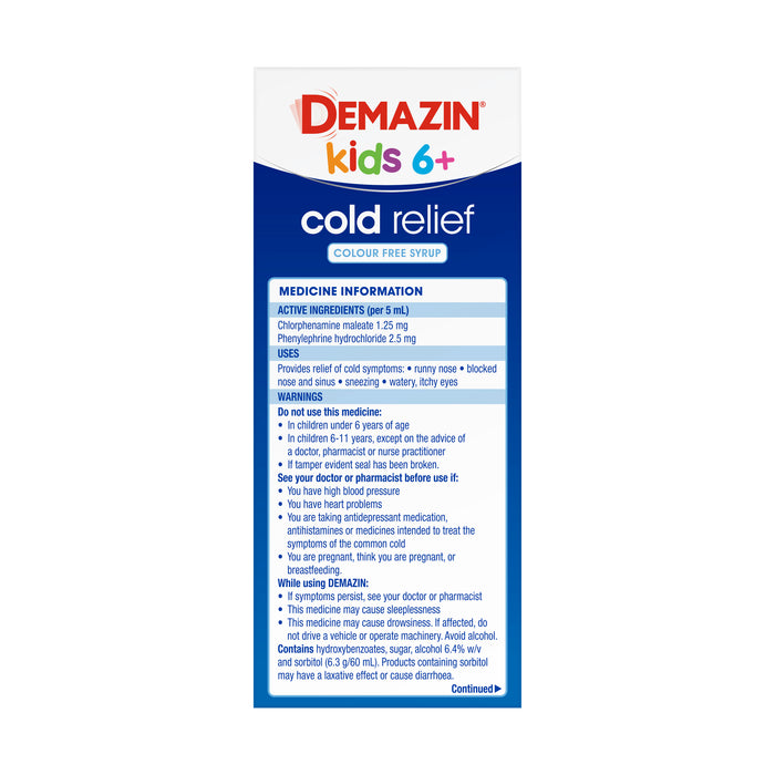 Demazin Cold Reflief Colour Free Syrup 100ml