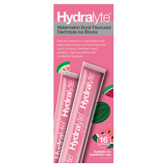 Hydralyte Rehydration Ice Blocks Watermelon Burst 16
