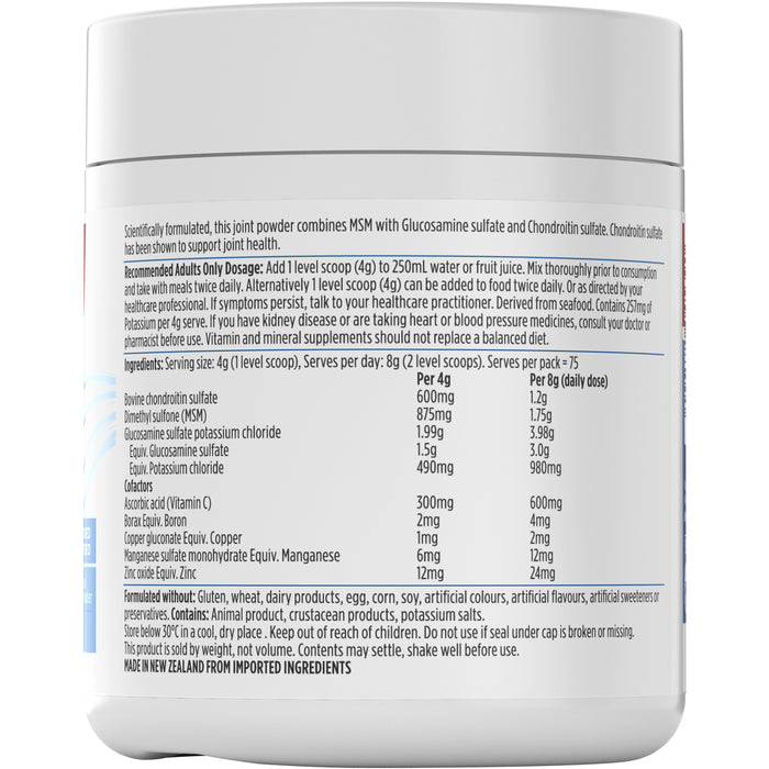 Nutra-Life Glucosamine Chondroitin Msm Joint Food Concentrate Unflavoured 300g.