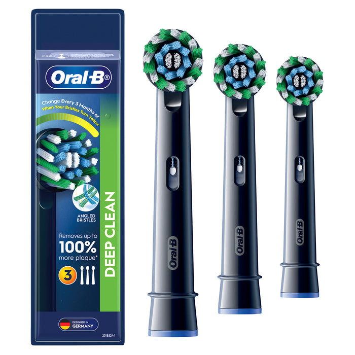 Oral B Power Toothbrush Cross Action Refills Black 3 Pack