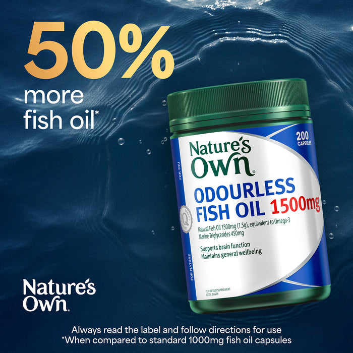 Nature's Own Odourless Fish Oil 1500mg 200 Capsules