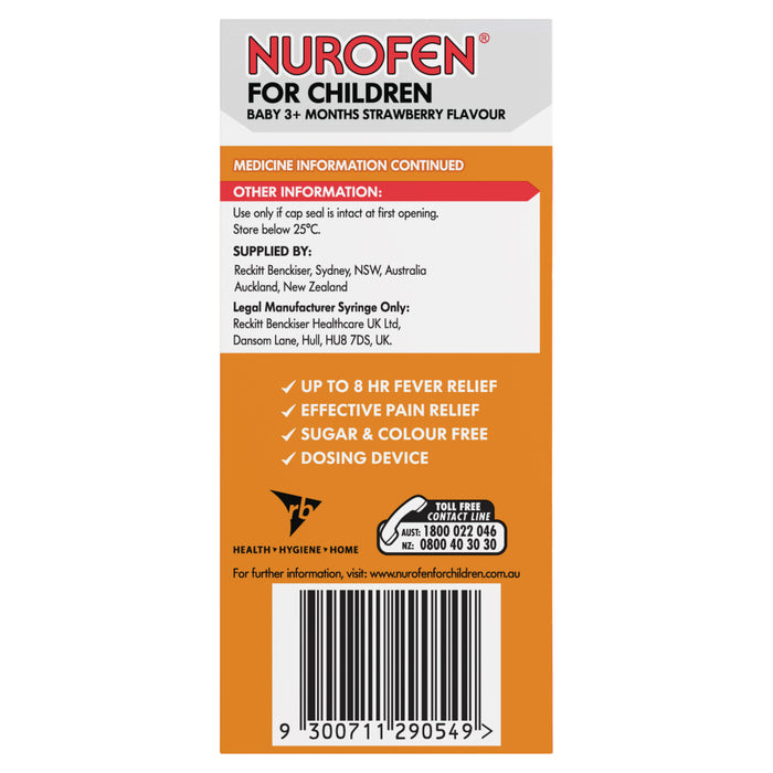 Nurofen For Children Baby 3+ Months Strawberry 50ml.