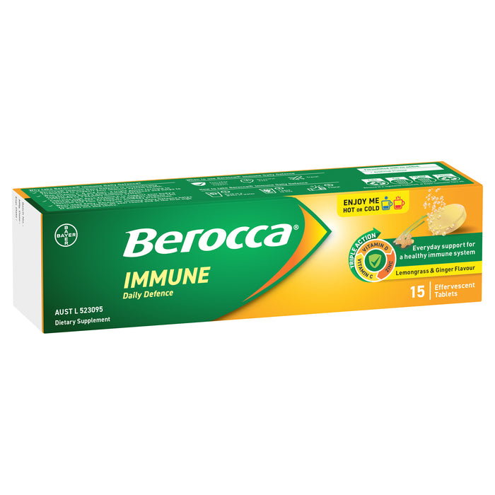 Berocca Effervescent Immune Defence Lemongrass & Ginger 15 Tablets