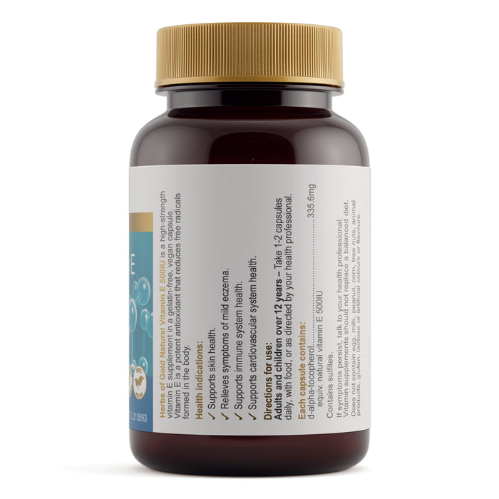 Herbs Of Gold Vitamin E 500iu 50 Capsules.