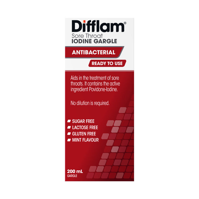 Difflam Sore Throat Ready to Use Gargle with Iodine 200mL