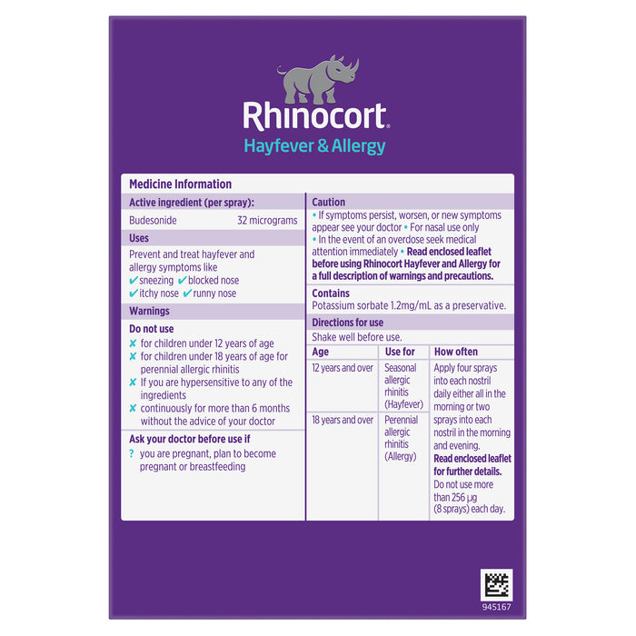 Rhinocort Aqueous Nose Spray 32mcg 120 Dose Twin Pack.