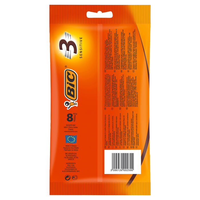 BIC 3 Sensitive Twin Blade Disposable Razors 8 Pack