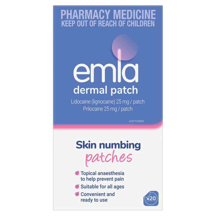 Emla 5% skin numbing patches 20 Pack