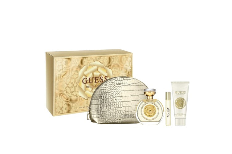 Guess Bella Vita 4 Piece Gift Set 100ml EDP, 15ml Spray, 100ml Body Lotion + Pouch