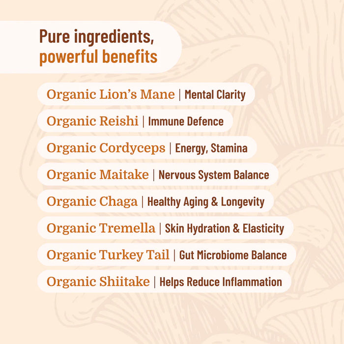 Evolution Botanicals Organic 10 Mushroom Formula 100g.