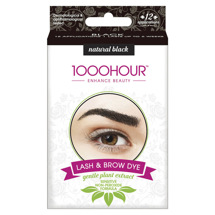 1000 Hour Plant Based Eyelash and Brow Dye Kit Brush-In Gel Black