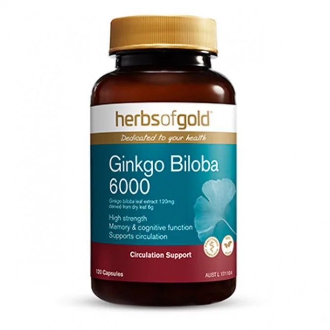 Herbs Of Gold Ginkgo Biloba 6000 120 Capsules