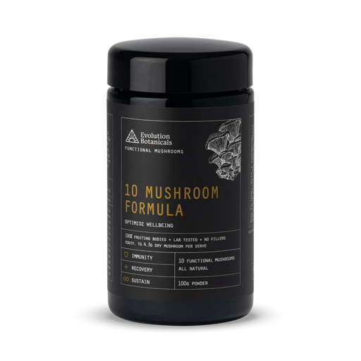 Evolution Botanicals Organic 10 Mushroom Formula 100g.