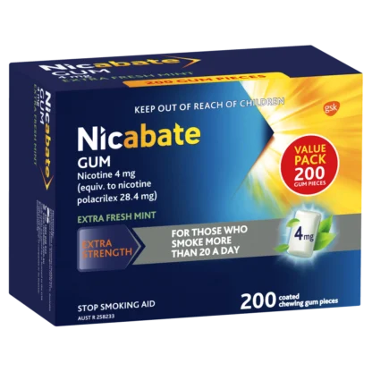 Nicabate Gum Extra Fresh Mint 4mg 200 Pieces.