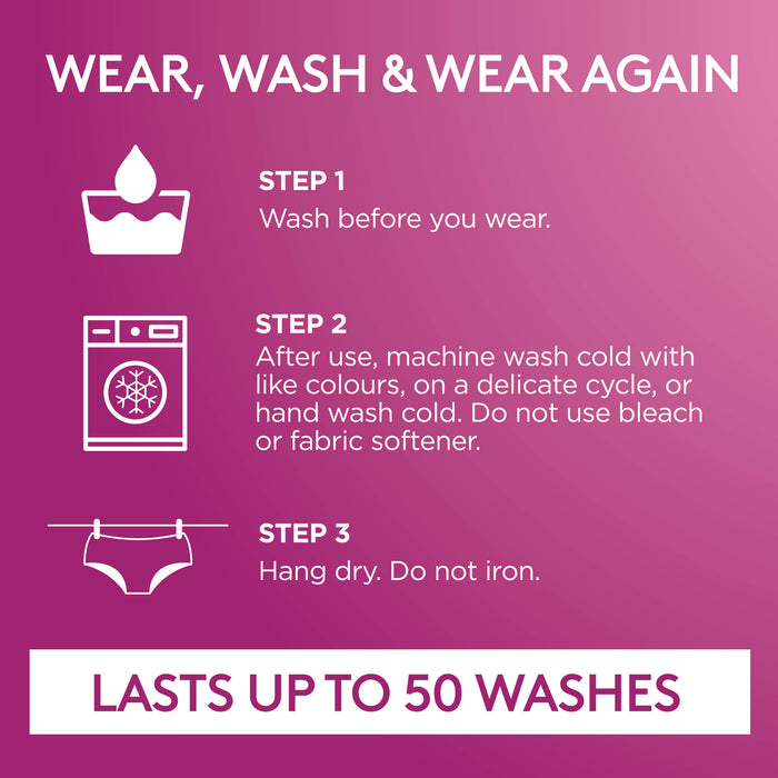 Poise 2 in 1 Washable Underwear Regular Black 10-12