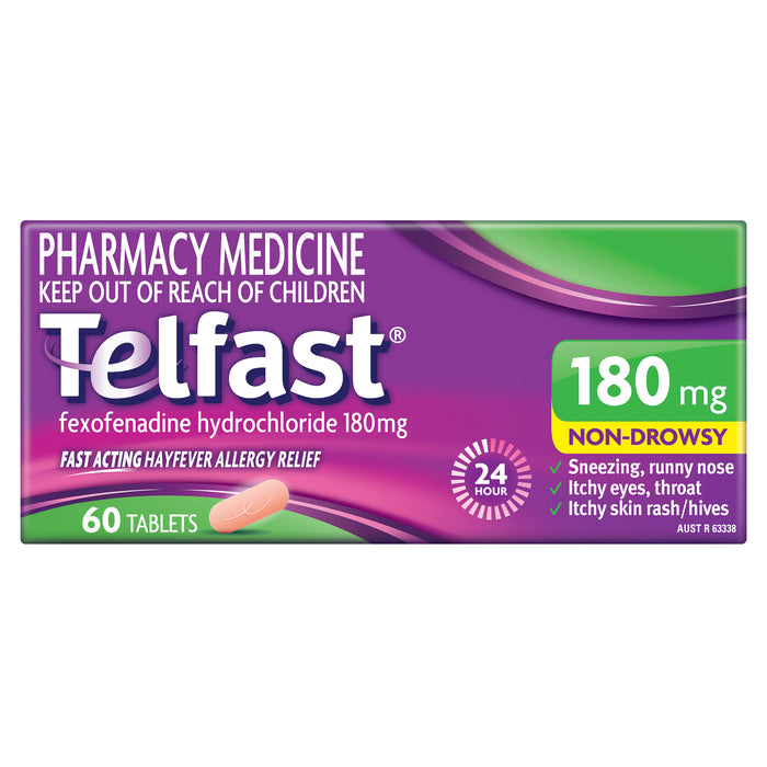 Telfast Skin Rash & Hayfever Tablets 180mg 60.