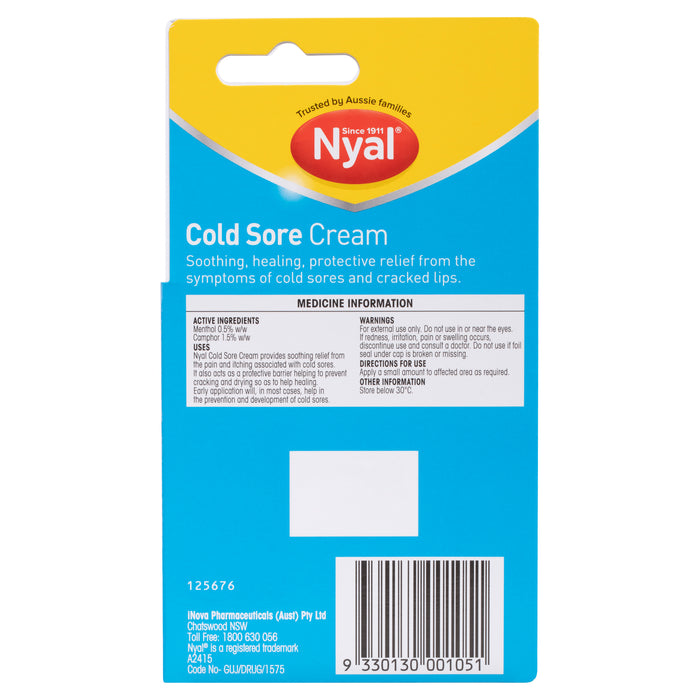 Nyal Cold Sore Cream 10g.