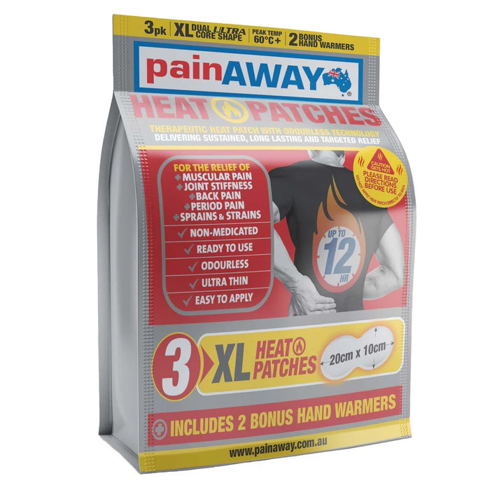 Pain Away Heat Patches XL 3 Pack.