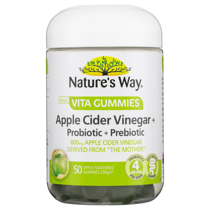 Nature's Way Apple Cidar Vinegar + Probiotic + Prebiotic 50 Adult Vita Gummies