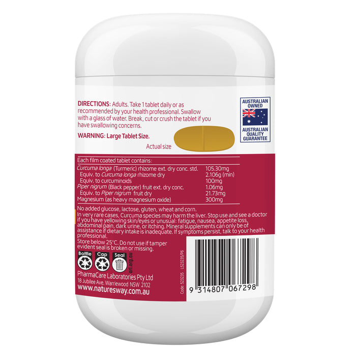 Nature's Way Magnesium + Turmeric 150 Tablets.