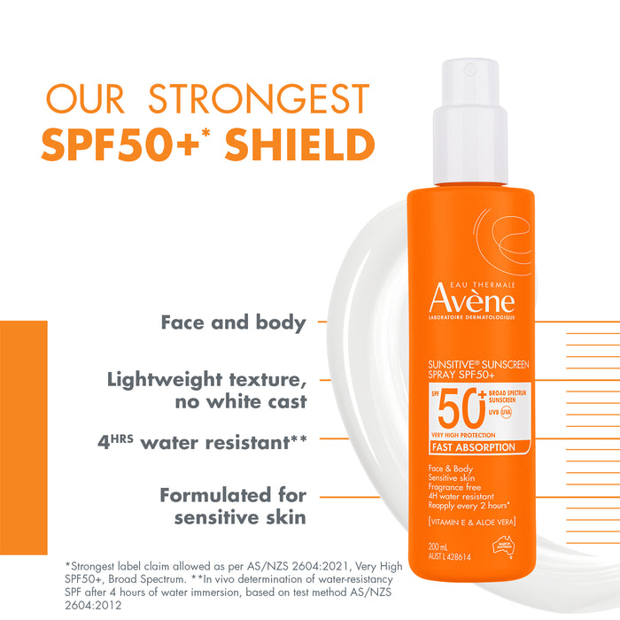 Avene Sunsitive Sunscreen Spray SPF 50+ 200ml