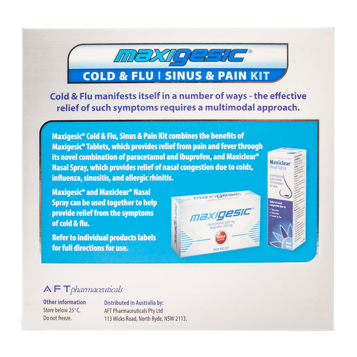Maxigesic Cold & Flu, Sinus & Pain Kit.