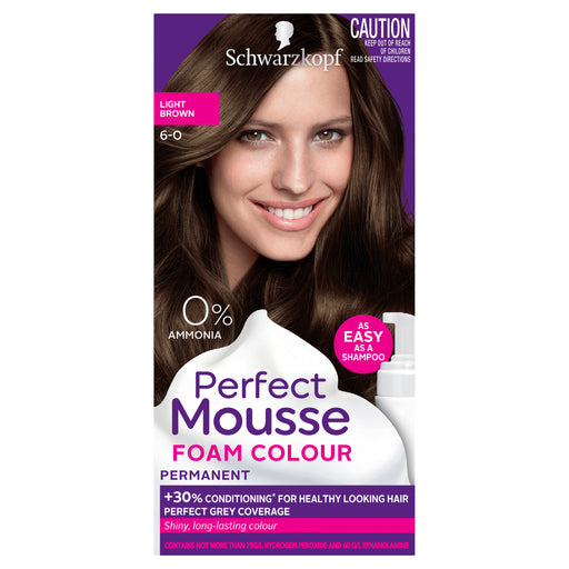 Schwarzkopf Perfect Mousse 6.0 Light Brown Hair Colour.