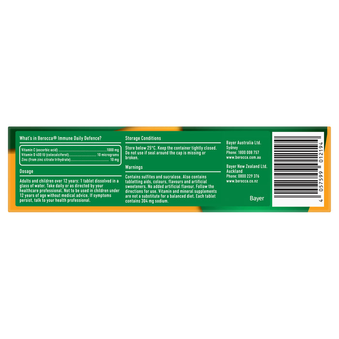 Berocca Effervescent Immune Defence Lemongrass & Ginger 15 Tablets