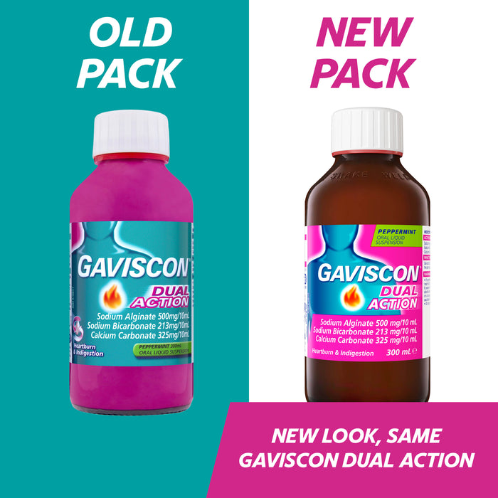 Gaviscon Dual Action Liquid Pepermint 300ml.