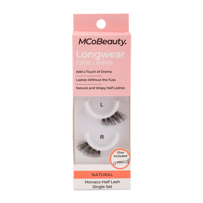 MCo Beauty False Lashes Natural Monaco Half Lash Single Set