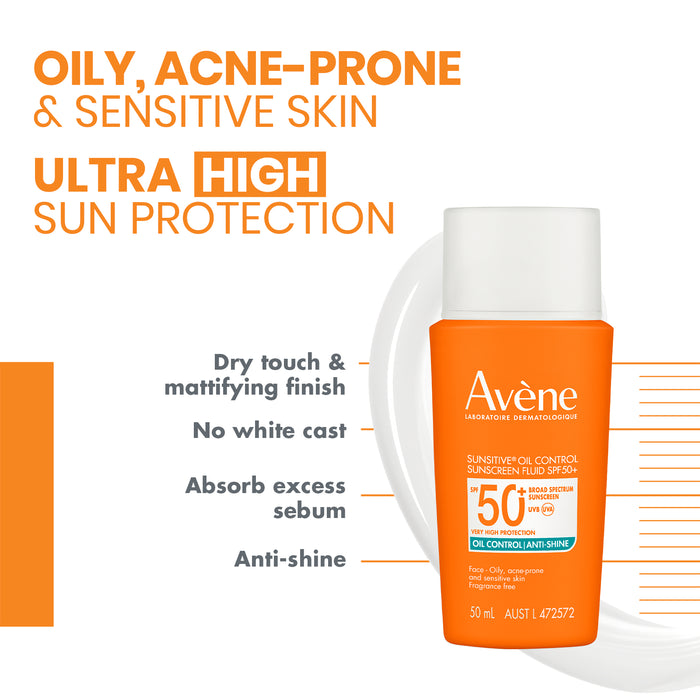 Avene Sunsitive Oil Control Sunscreen Fluid SPF 50+ 50ml
