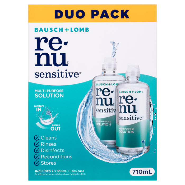 ReNu Sensitive Multi-Purpose Solution Duo Pack 2x 355mL + Lens case.
