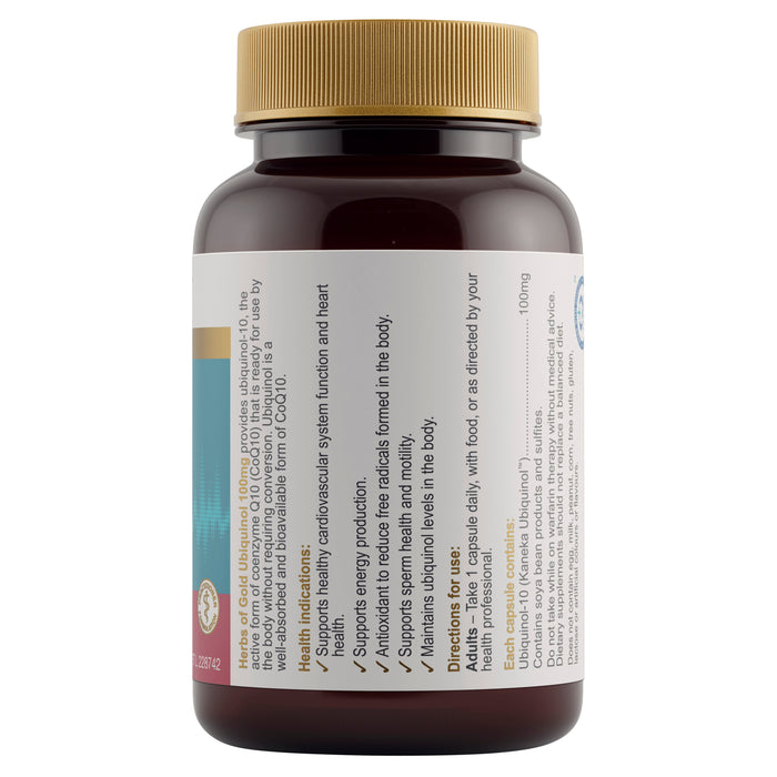 Herbs Of Gold Ubiquinol 100mg 30 Capsules