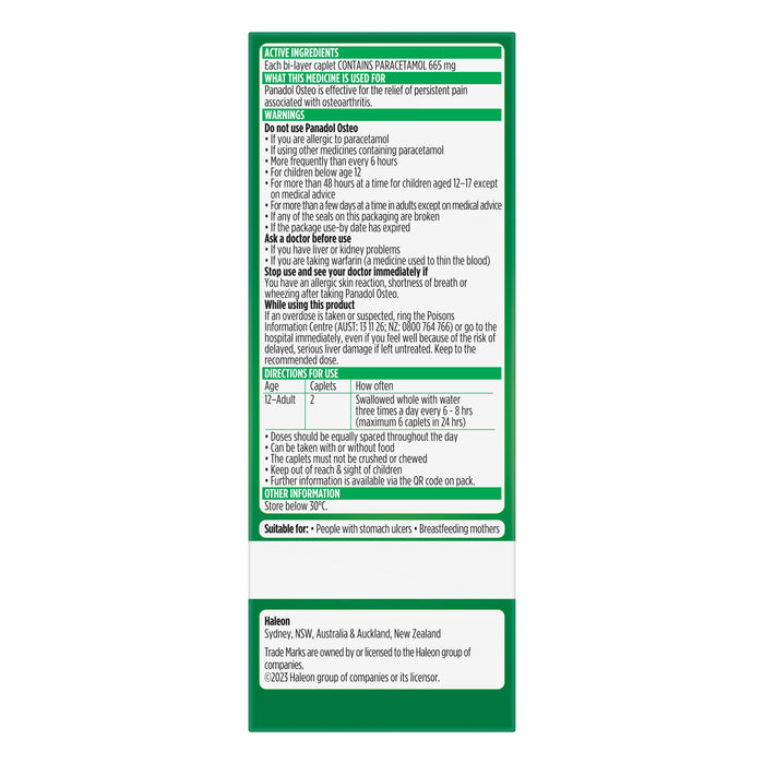 Panadol Osteo 665mg Caplets 96