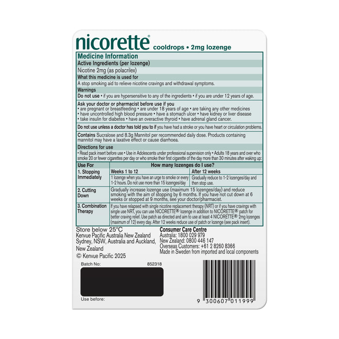 Nicorette Cool Drops Lozenge 2mg 40