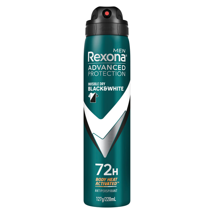 Rexona Men Antiperspirant Deodorant Aerosol Invisible Black & White 220ml.