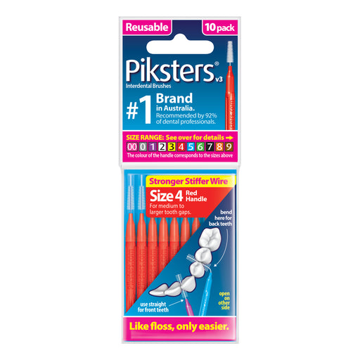 Piksters Size 4 Red 10 Pack.