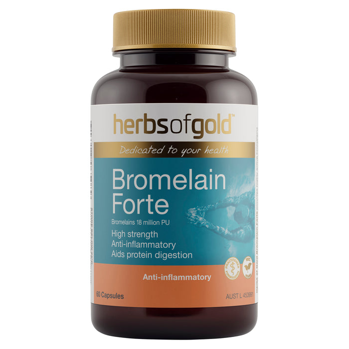 Herbs Of Gold Bromelain Forte 60 Capsules.