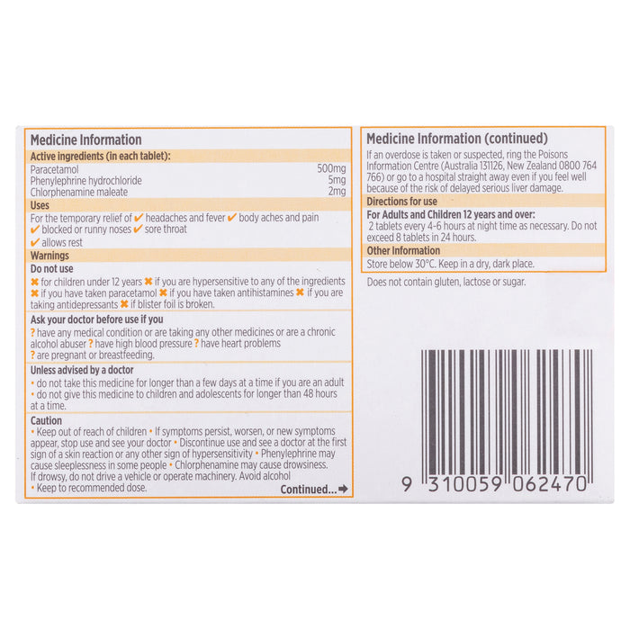 Codral PE Nighttime Tablets 24
