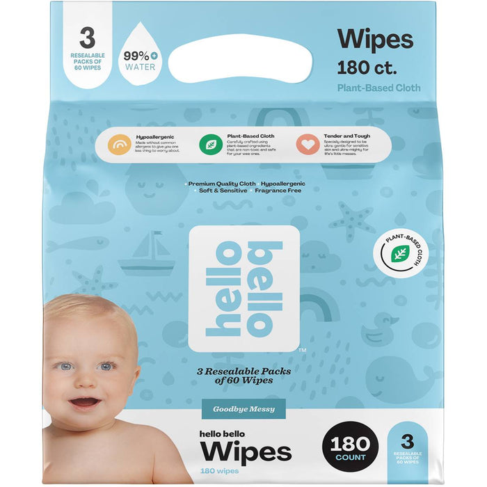 Hello Bello Baby Wipes Fragrance Free 3x60