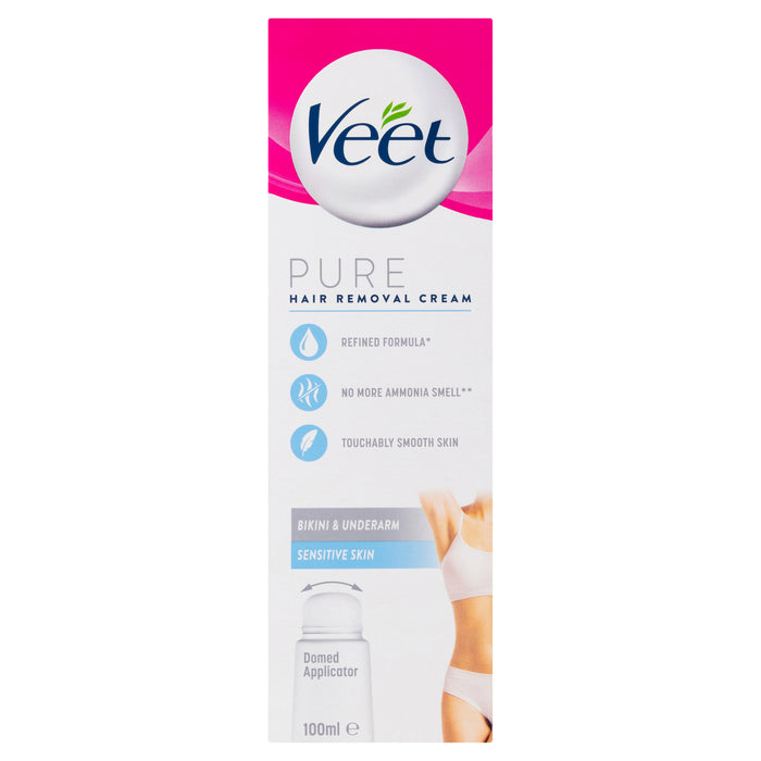 Veet Pure Sensitive Skin Hair Removal Cream With Applicator For Bikini and Underarm 100mL.
